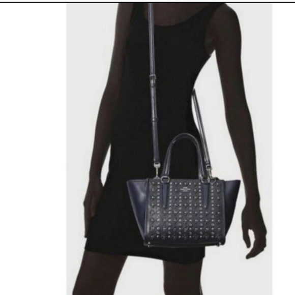 Coach Crosby w/ floral rivets Satchel Black/dk Gray GUC - Picture 5 of 16
